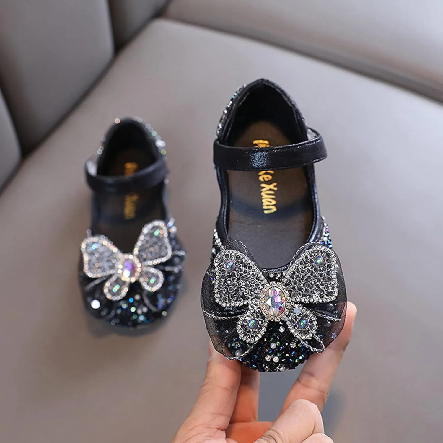 Fashion Autumn Toddler and Girls Casual Shoes Thick Sole Round Toe Buckle Dress Shoes Metallic Running Shoes