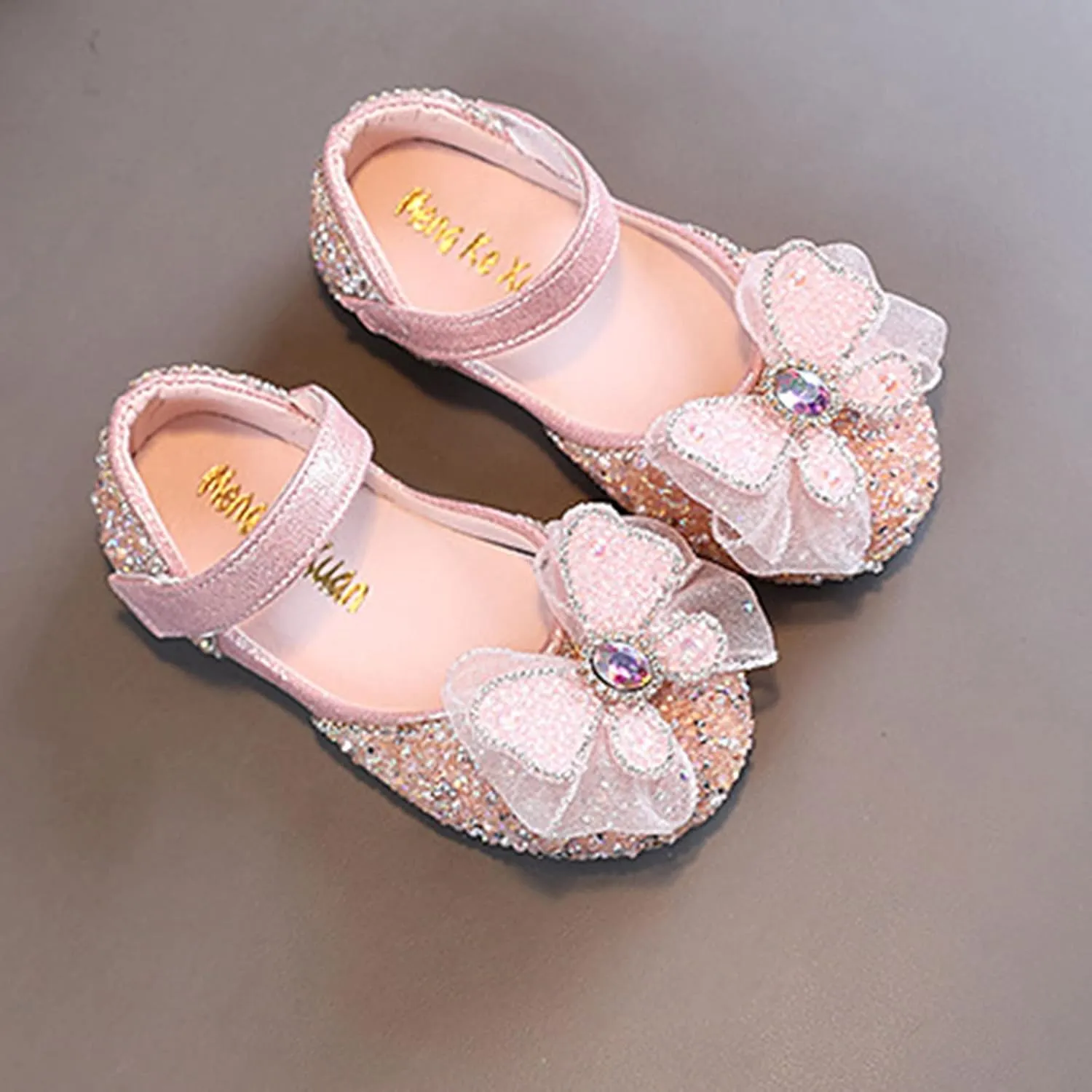 Fashion Autumn Toddler and Girls Casual Shoes Thick Sole Round Toe Buckle Dress Shoes Metallic Running Shoes