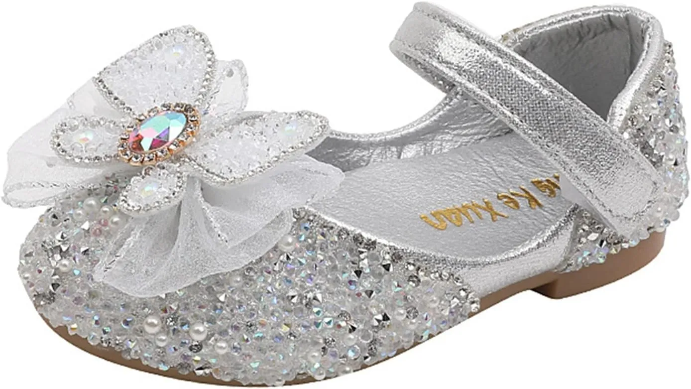 Fashion Autumn Toddler and Girls Casual Shoes Thick Sole Round Toe Buckle Dress Shoes Metallic Running Shoes
