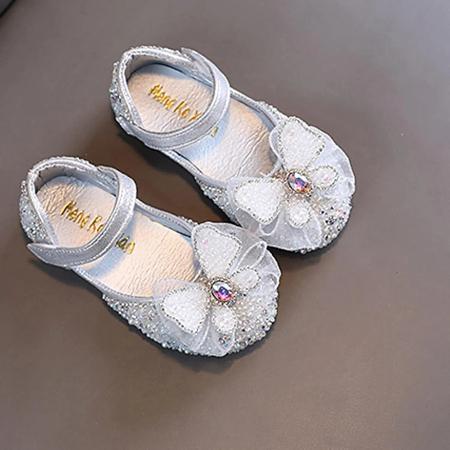 Fashion Autumn Toddler and Girls Casual Shoes Thick Sole Round Toe Buckle Dress Shoes Metallic Running Shoes