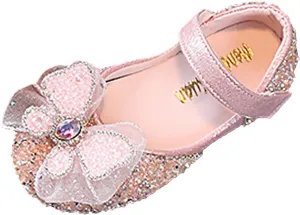 Fashion Autumn Toddler and Girls Casual Shoes Thick Sole Round Toe Buckle Dress Shoes Metallic Running Shoes