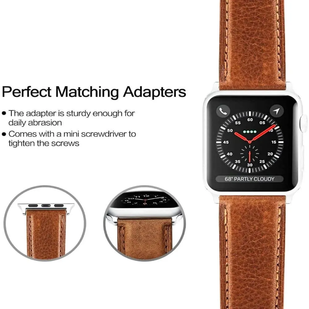 Genuine Leather Strap for 38/40/41mm Apple Watch- Black