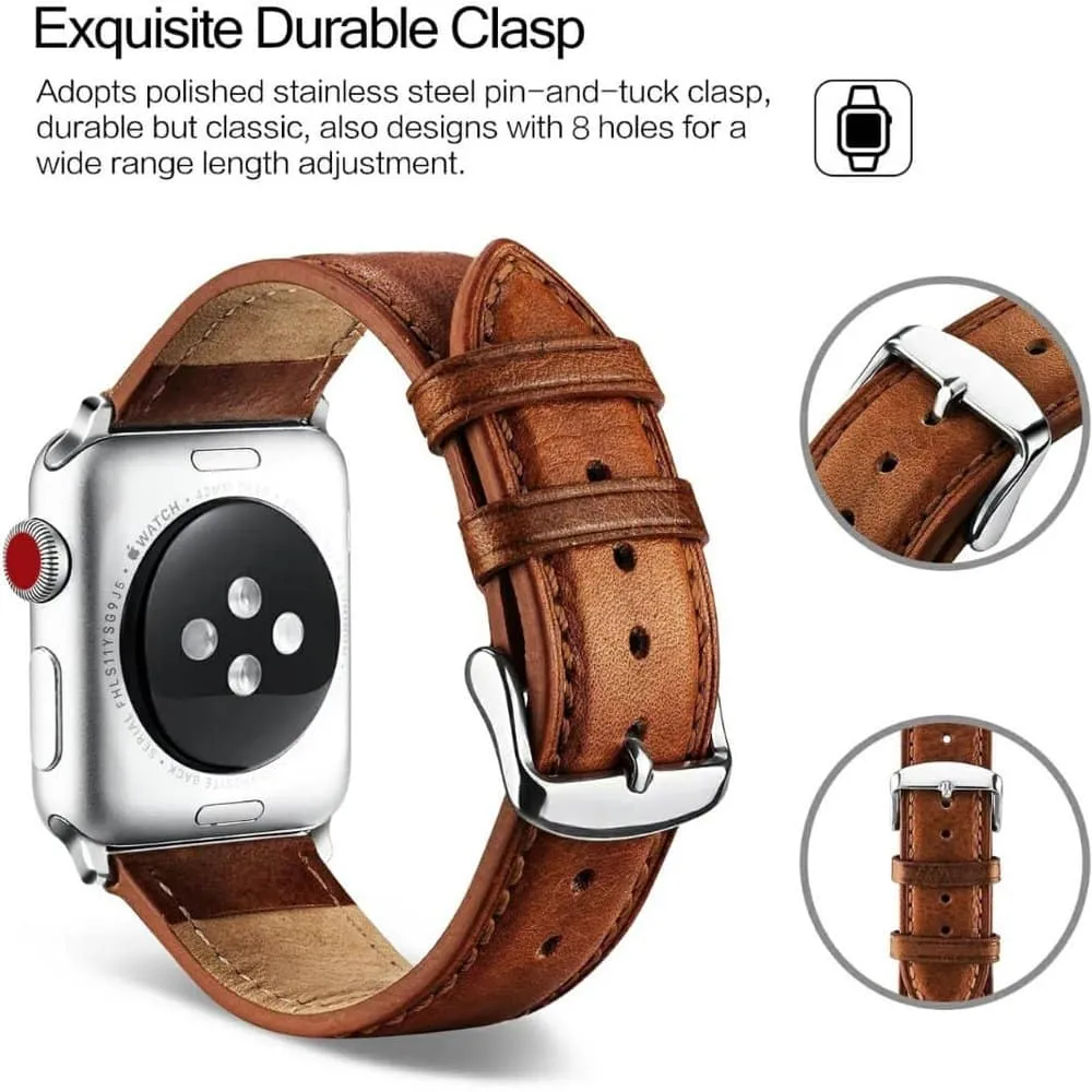 Genuine Leather Strap for 38/40/41mm Apple Watch- Black
