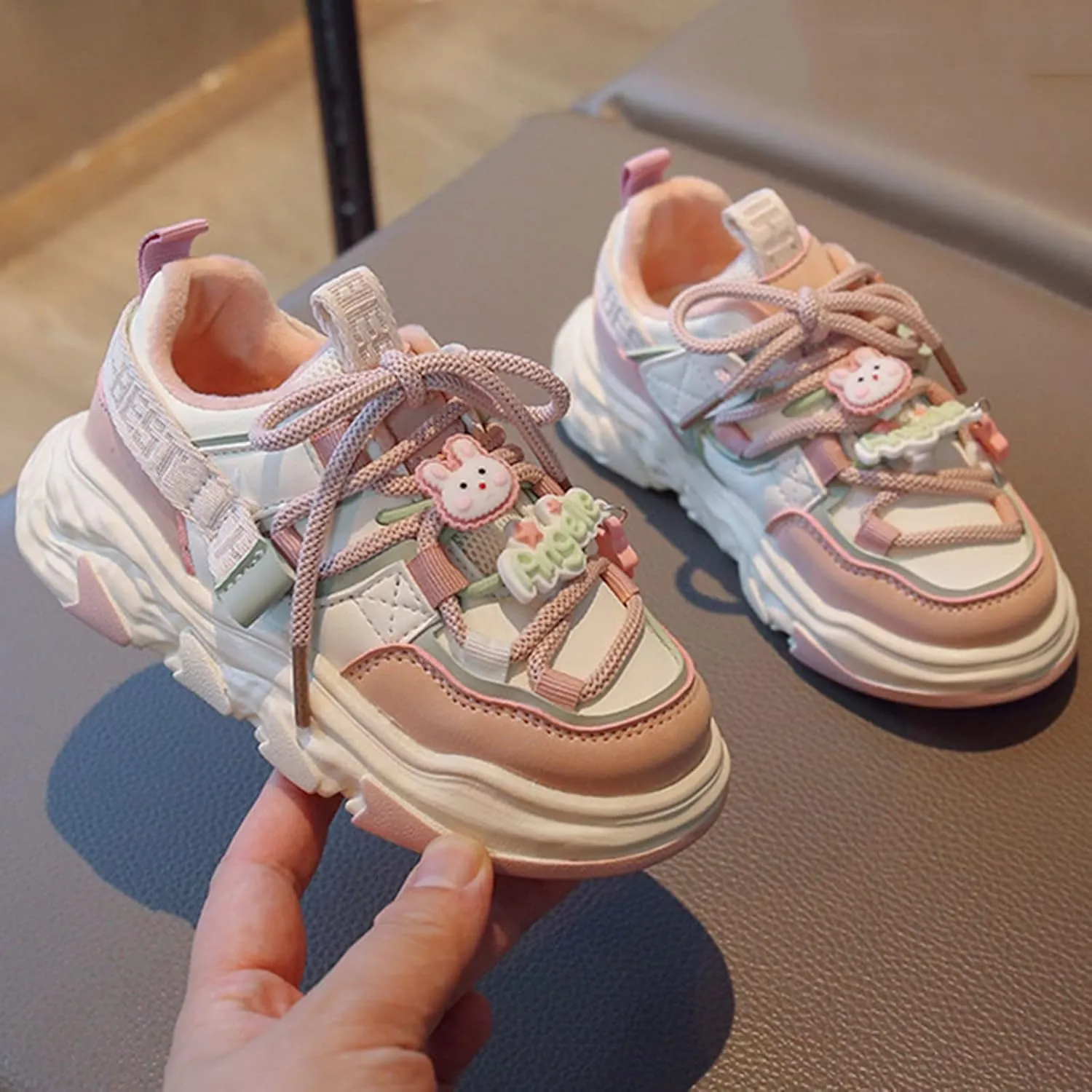 Girls and Toddler Chunky Sneakers Vulcanize Fashion Girls Platform Thick Sole Outdoor Running Casual Chief Formal Shoes