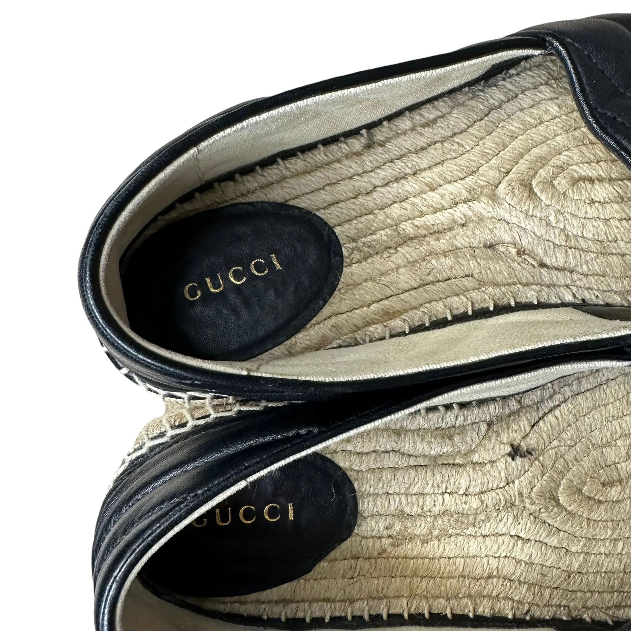 Gucci Black Marmont Leather Espadrille