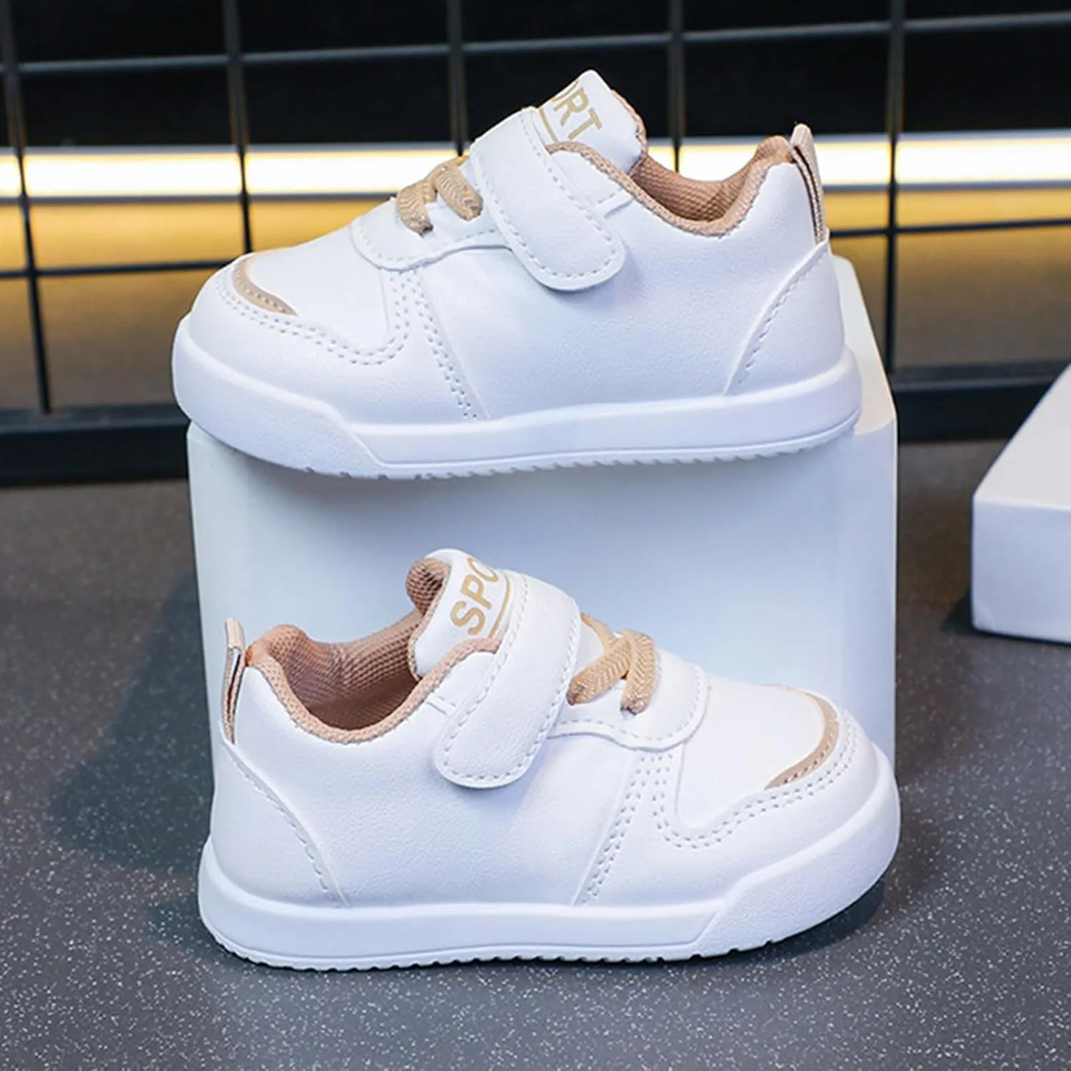 Infant Kids Sneakers School Running Loafers Lo Top Walking Tennis Casual Shoes Strap Athletic Sneakers for Children