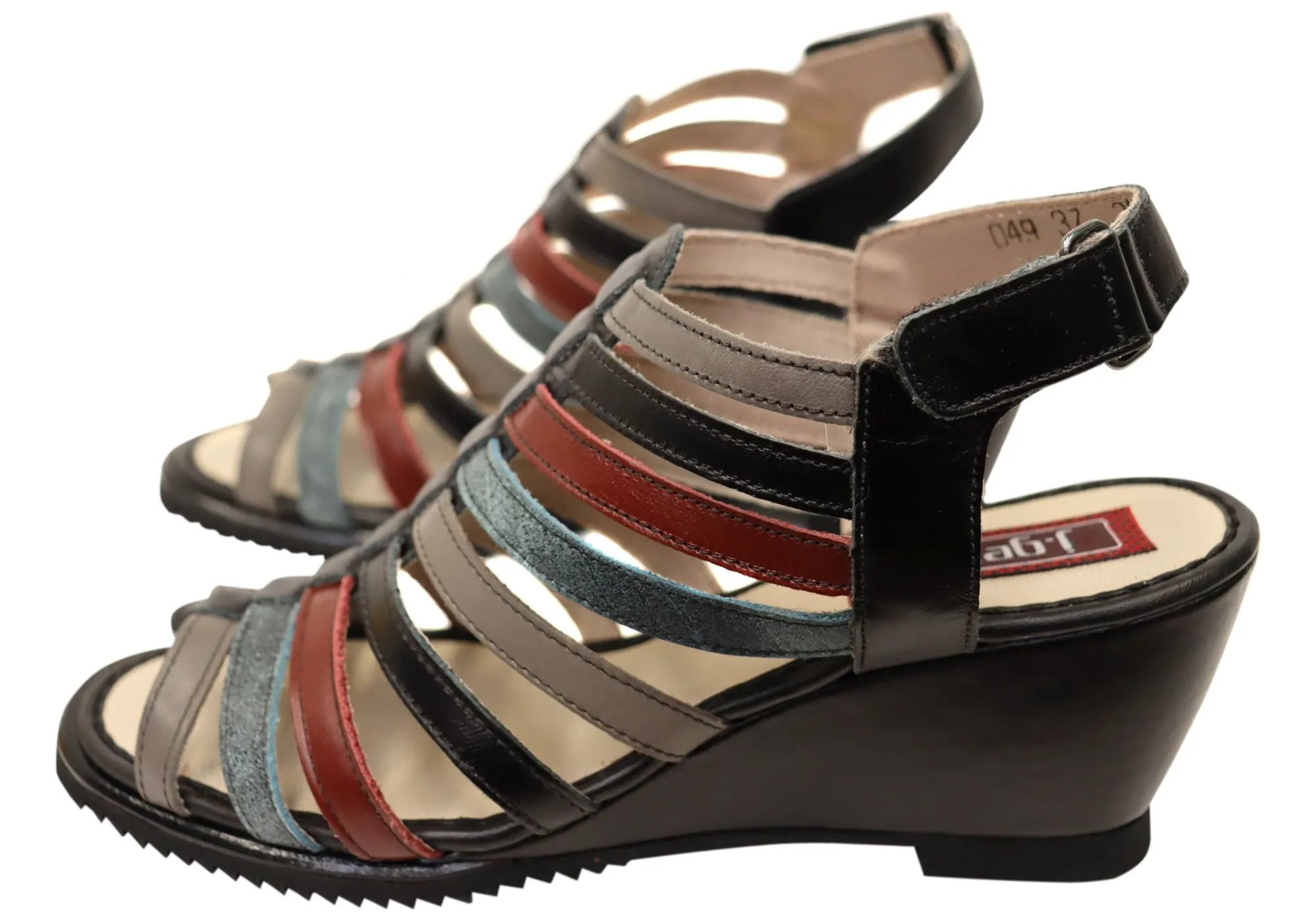 J Gean Leena Womens Comfortable Leather Wedge Sandals Made In Brazil