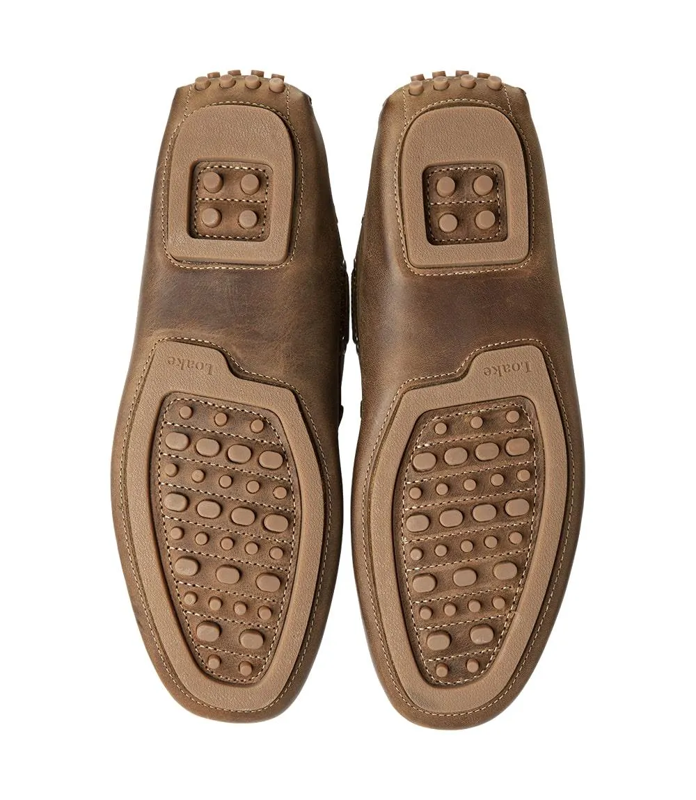 LOAKE DONINGTON BROWN DRIVER SHOE MOCCASIN SOLE F-MEDIUM