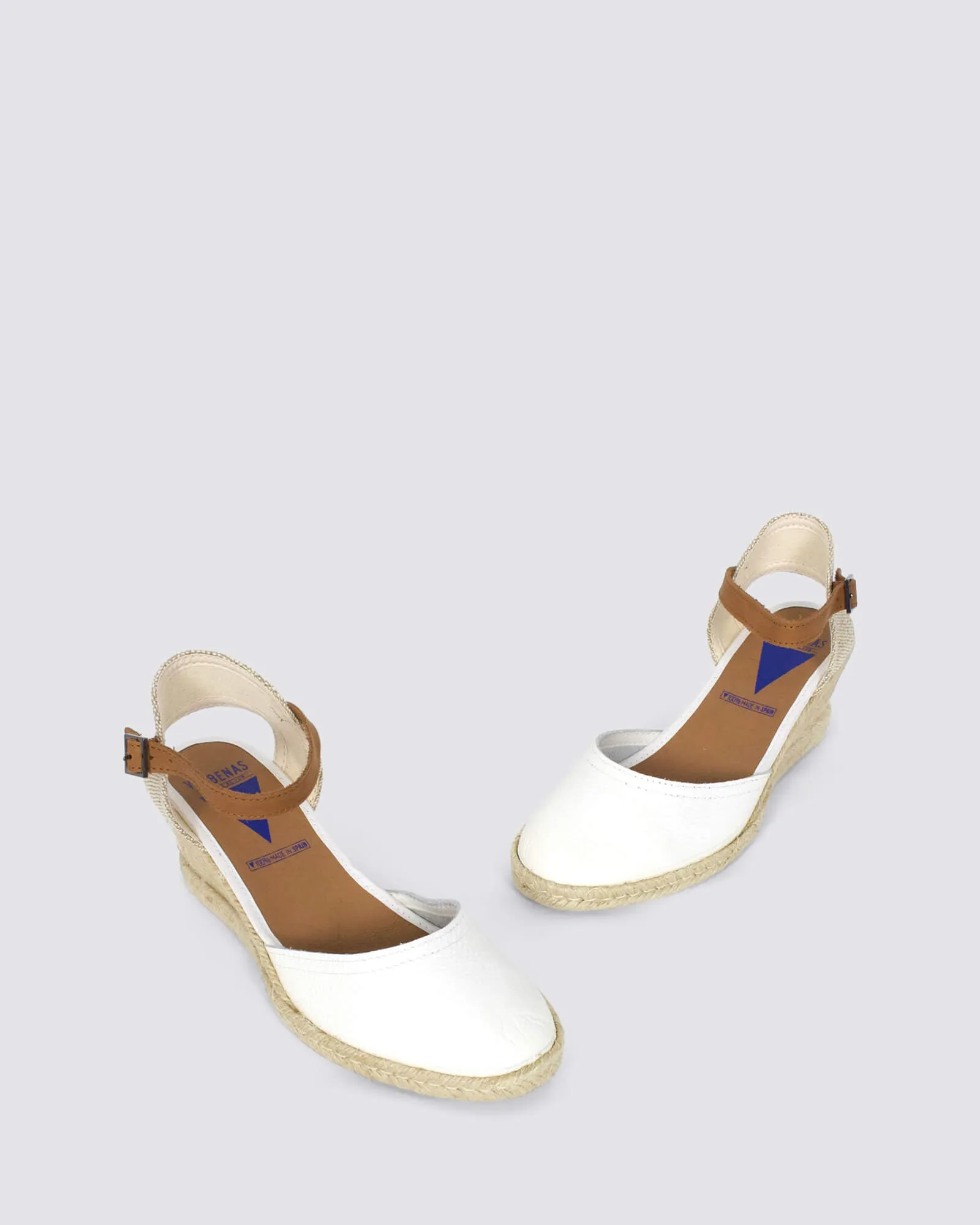 MALENA WEDGE SANDALS BLANCO WHITE LEATHER