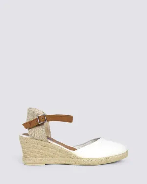MALENA WEDGE SANDALS BLANCO WHITE LEATHER