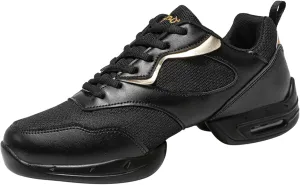 Men's Fashion Air Cushion Dance Shoes Sneakers Latin Jazz Ballroom Lace Up Dance Shoes Stylish Round Toe Platform Breathable Soft Bottom Outdoor Ballet Shoes for Men