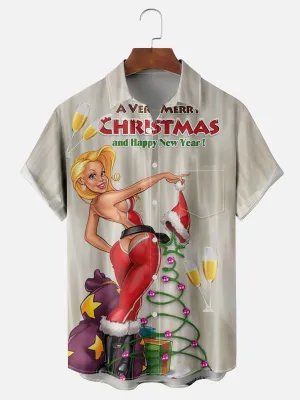 Men's Merry Christmas Blonde Beauty Short Sleeve Shirt