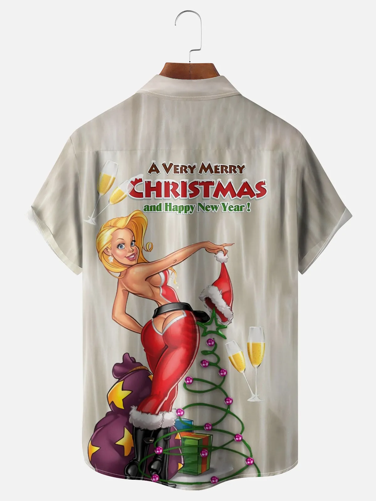 Men's Merry Christmas Blonde Beauty Short Sleeve Shirt