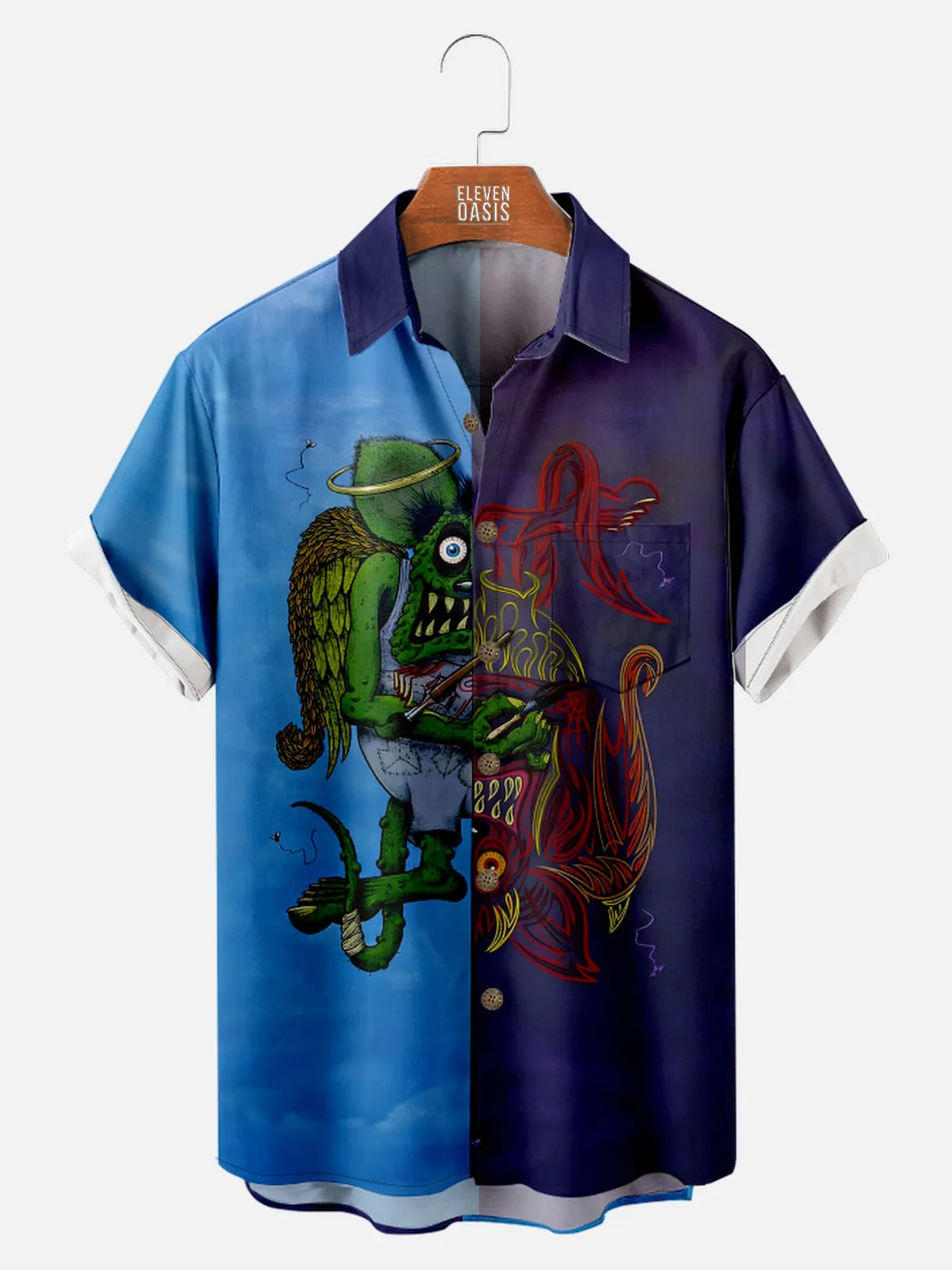 Men's Rat Fink Transitions into Pinstripes Short Sleeve Shirt