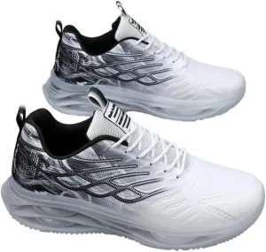 Men's Trendy Sneakers with Wing Pattern Shock Absorption Non Slip Lace Up Comfy for Outdoor Running Workout Hiking All Seasons