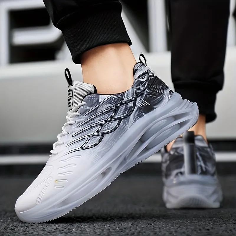Men's Trendy Sneakers with Wing Pattern Shock Absorption Non Slip Lace Up Comfy for Outdoor Running Workout Hiking All Seasons