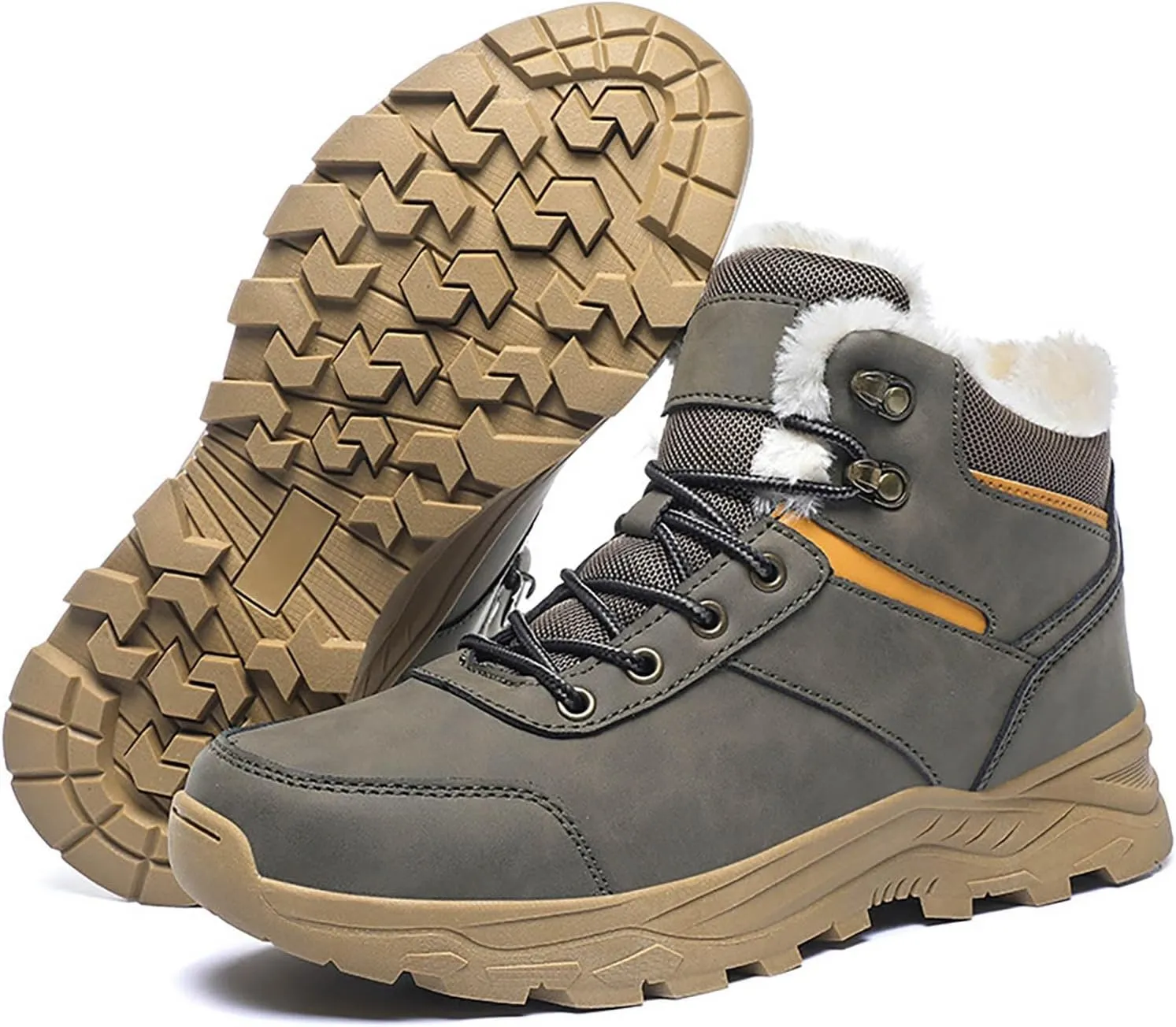 Men's Work Boots Composite Toe Hiking Sneakers Shoes with Fur Lined Womens Safety Shoes Non Slip Waterproof Outdoor Shoes Lightweight Anti Slip Hike Grounded Footwear