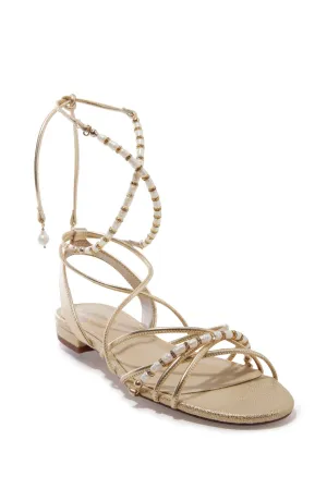 Pearl Lace Up Sandal Gold