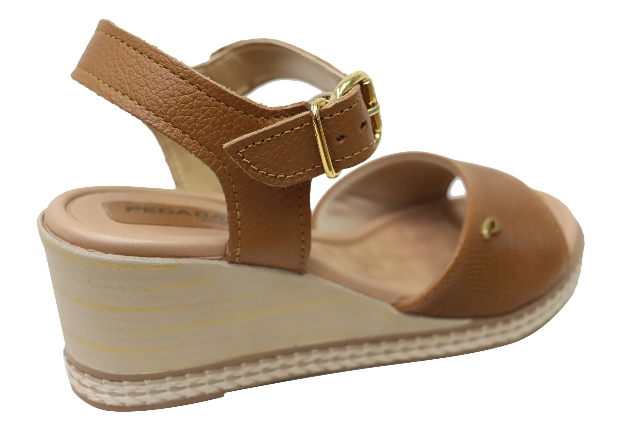 Pegada Jeevany Womens Brazilian Comfortable Leather Wedge Sandals