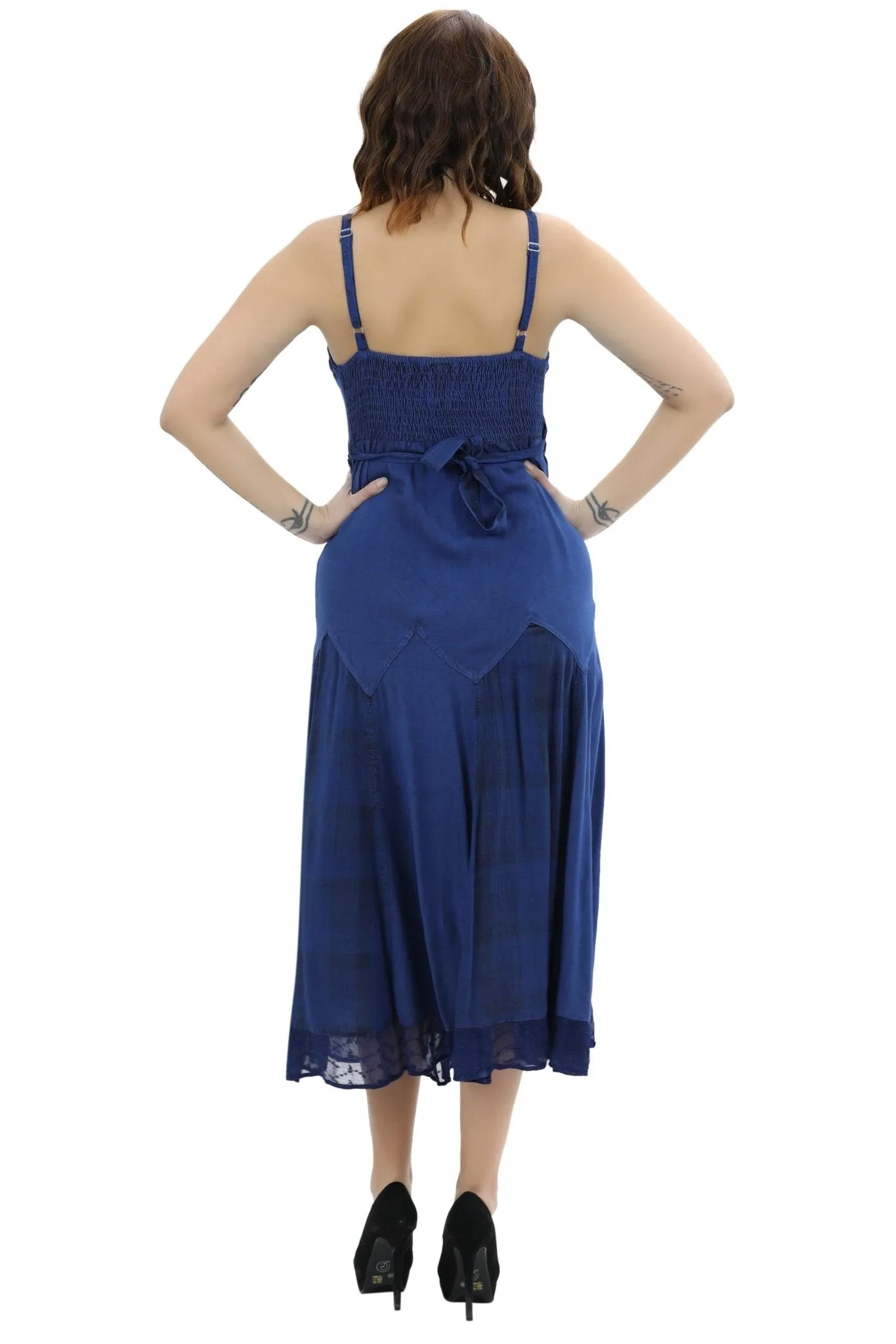 Plaid Panels Acid Wash Dress 152104