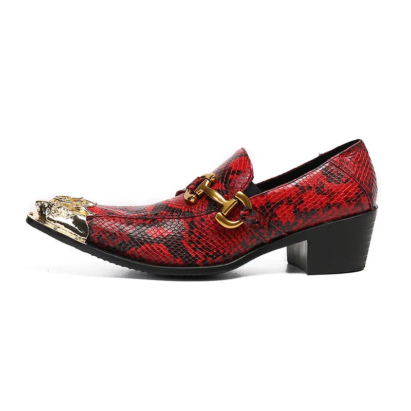 Pointed toe foot inner heightening heel men's shoes bright leather trendy shoes business casual leather shoes British Korean version trendy red shoes