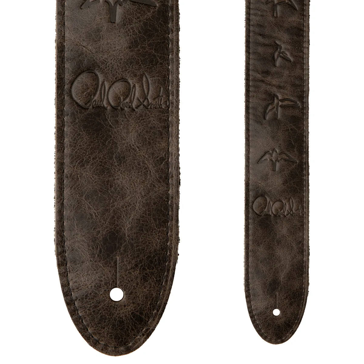 PRS 2” PRS Leather Strap, Embossed Birds, Worn Black 113010:044