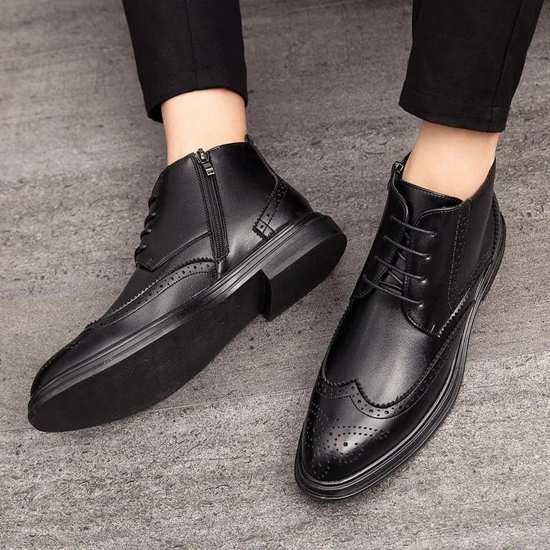 Retro Men Ankle Shoes Quality Leather Lace-Up Oxford