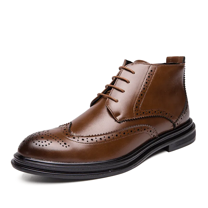Retro Men Ankle Shoes Quality Leather Lace-Up Oxford
