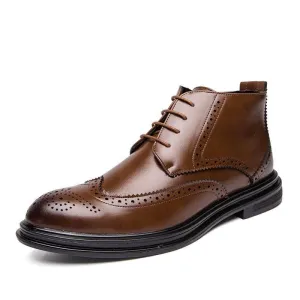 Retro Men Ankle Shoes Quality Leather Lace-Up Oxford