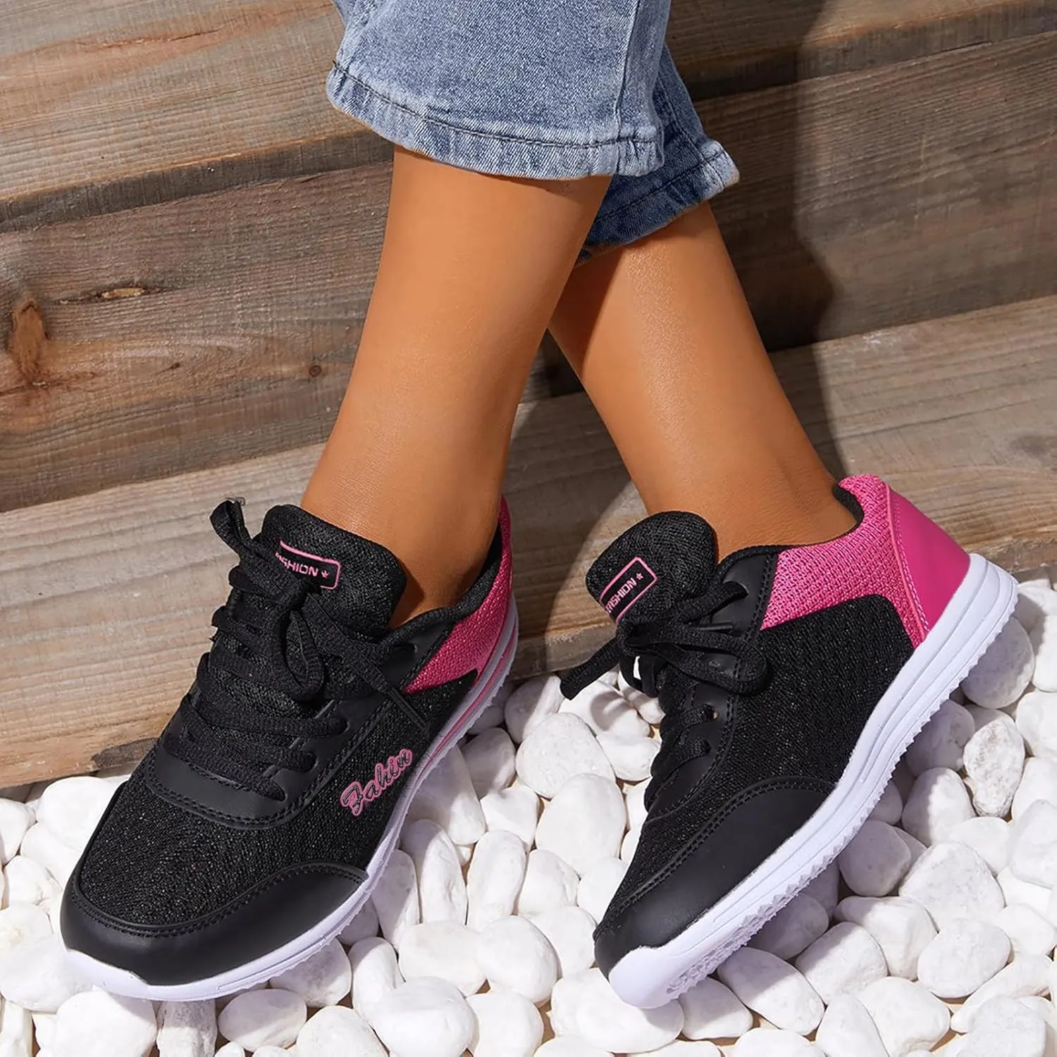 Running Shoes Lightweight Tennis Shoes Non Slip Gym Lace Up Mens Running Shoes Breathable Casual Black Shoes Black Platform Sneaker Tennis Shoe Trainers Shoe