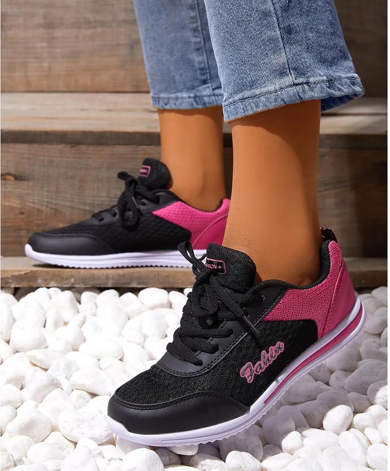 Running Shoes Lightweight Tennis Shoes Non Slip Gym Lace Up Mens Running Shoes Breathable Casual Black Shoes Black Platform Sneaker Tennis Shoe Trainers Shoe