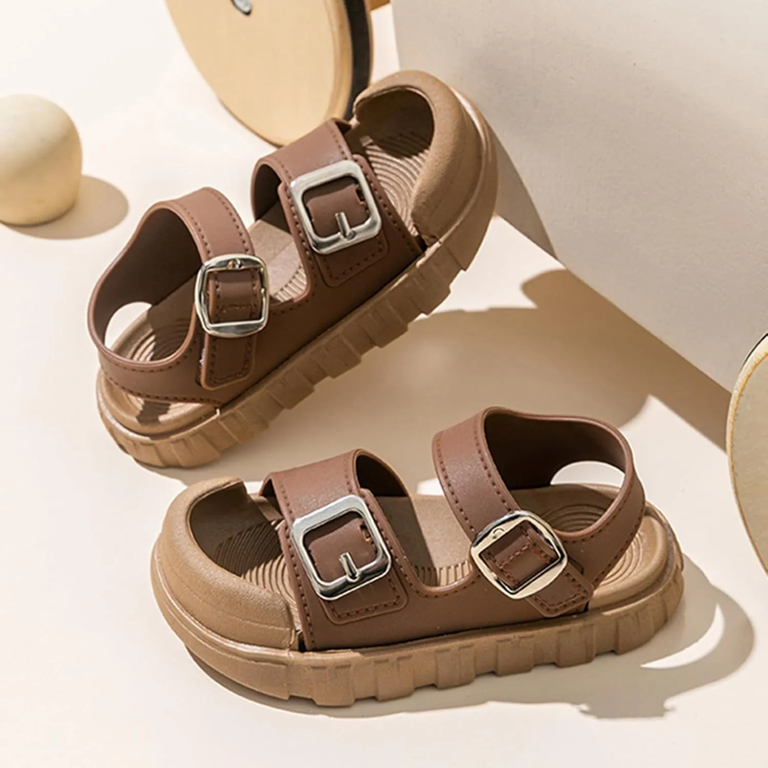 Sandals for Toddler Boys Girls Comfortable Slides Adjustable Strap Non Slip Sandals Casual Beach Slippers for Indoor Outdoor