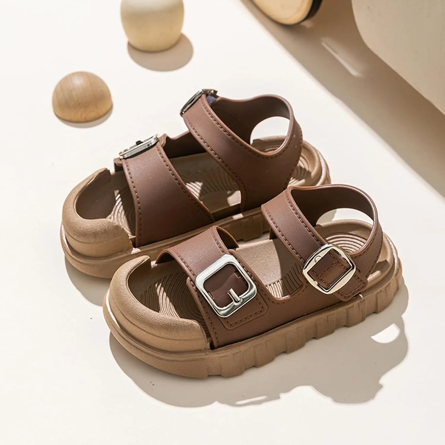 Sandals for Toddler Boys Girls Comfortable Slides Adjustable Strap Non Slip Sandals Casual Beach Slippers for Indoor Outdoor