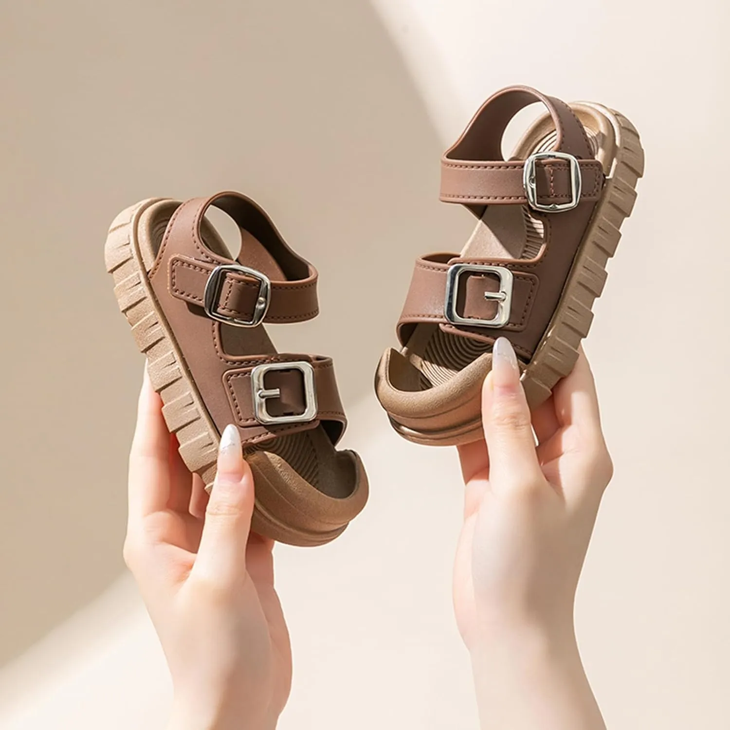 Sandals for Toddler Boys Girls Comfortable Slides Adjustable Strap Non Slip Sandals Casual Beach Slippers for Indoor Outdoor