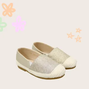 Shimmery Slip On Gold Espadrilles
