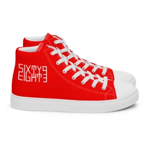 Sixty Eight 93 Logo White Red Men's High Top Shoes