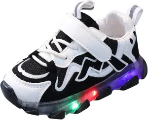Size 2 Shoes Baby Girl Light Led Kids Mesh Luminous Sport Baby Running Children Girls Shoes Baby Shoes (Black, 2.5-3 Years)