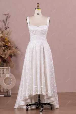 Sleeveless Designer Lace Outdoor Asymmetrical Bridal Gown