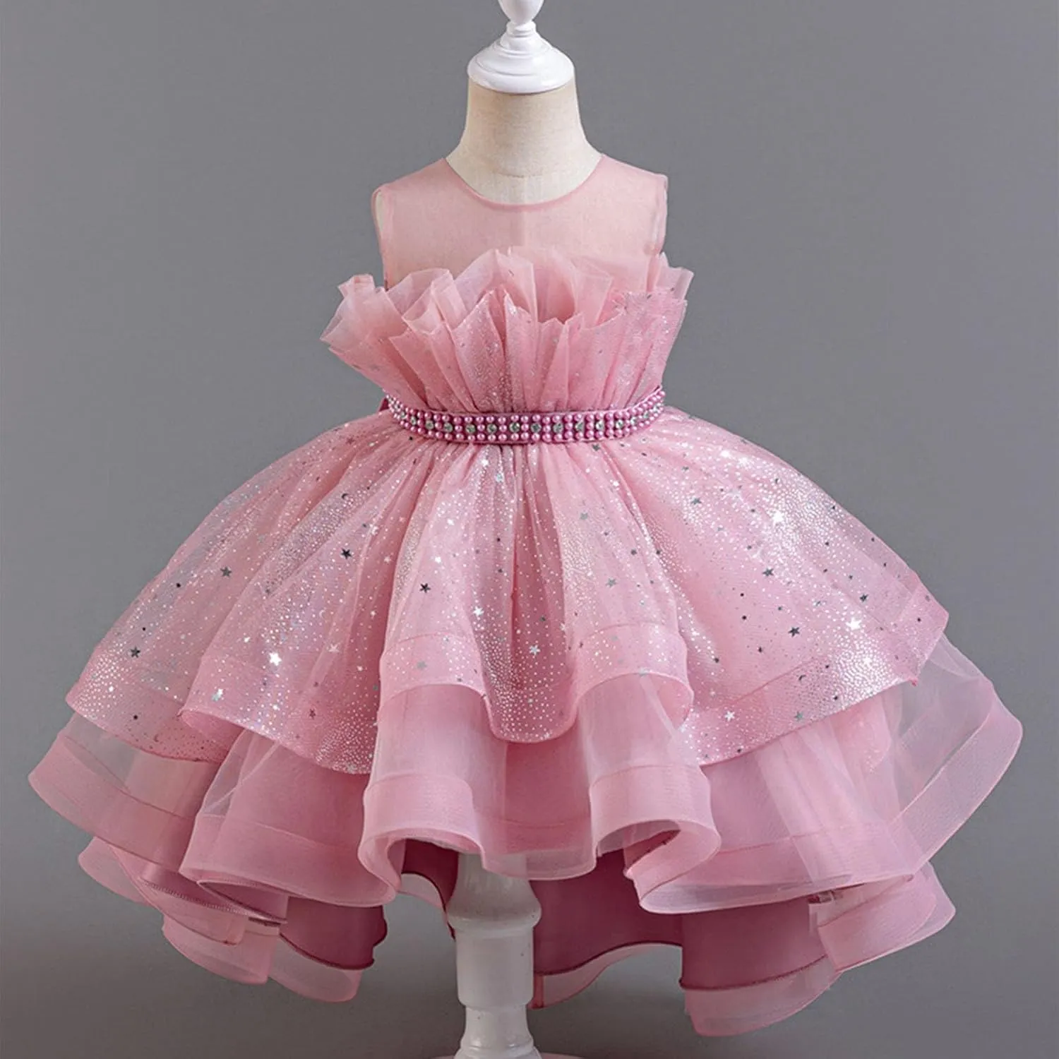 Sparkly Princess Dress for Girls Trendy Luxury Sequin Floor Length Flower Dresses Wedding Party Bridesmaid Gown 3-14T