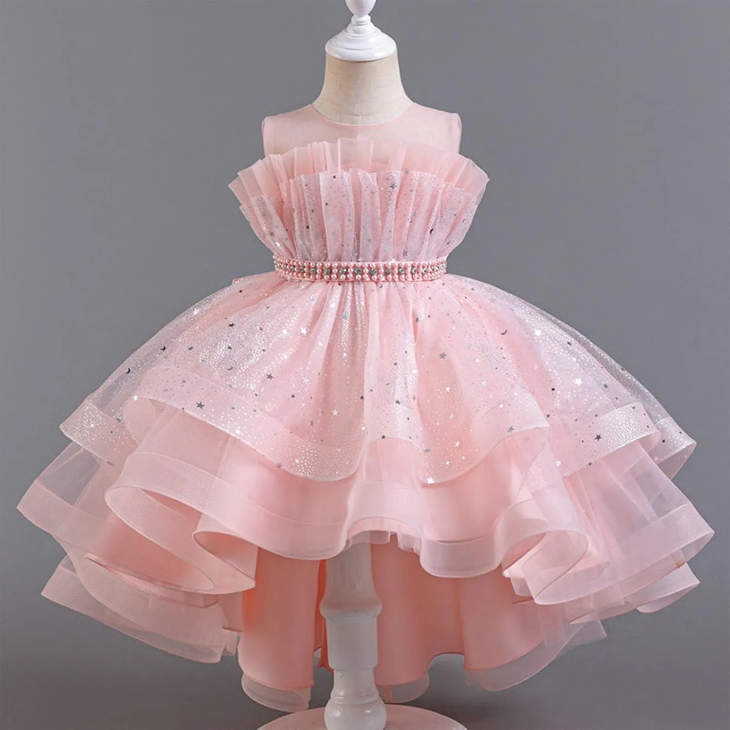 Sparkly Princess Dress for Girls Trendy Luxury Sequin Floor Length Flower Dresses Wedding Party Bridesmaid Gown 3-14T