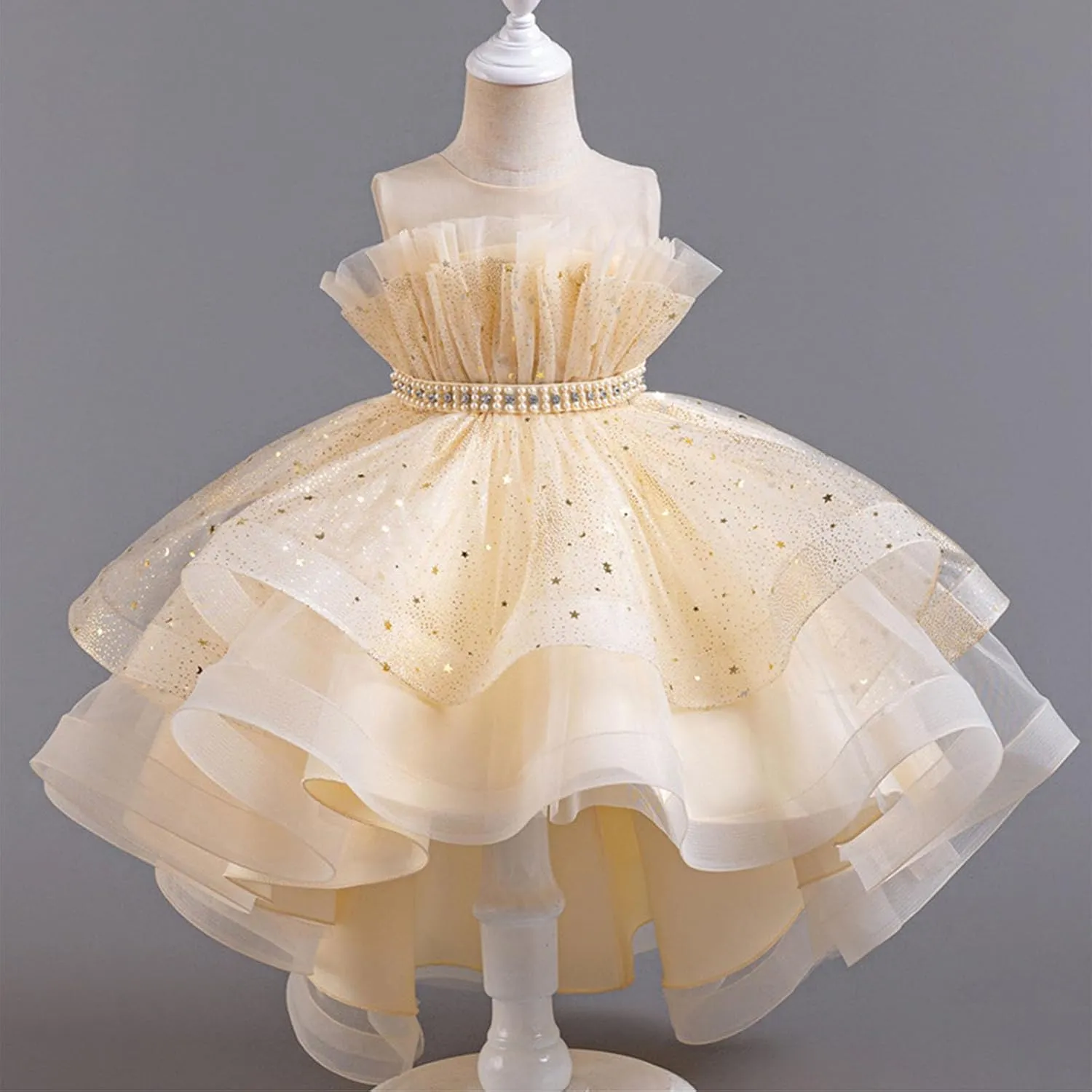 Sparkly Princess Dress for Girls Trendy Luxury Sequin Floor Length Flower Dresses Wedding Party Bridesmaid Gown 3-14T