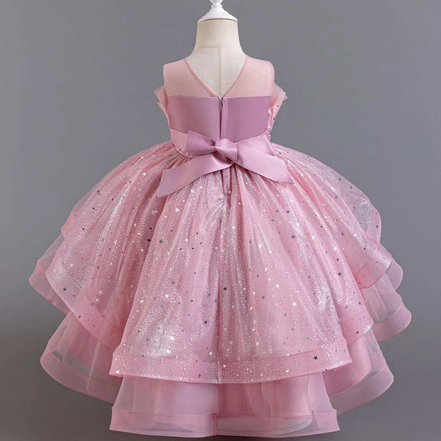 Sparkly Princess Dress for Girls Trendy Luxury Sequin Floor Length Flower Dresses Wedding Party Bridesmaid Gown 3-14T