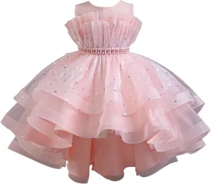Sparkly Princess Dress for Girls Trendy Luxury Sequin Floor Length Flower Dresses Wedding Party Bridesmaid Gown 3-14T