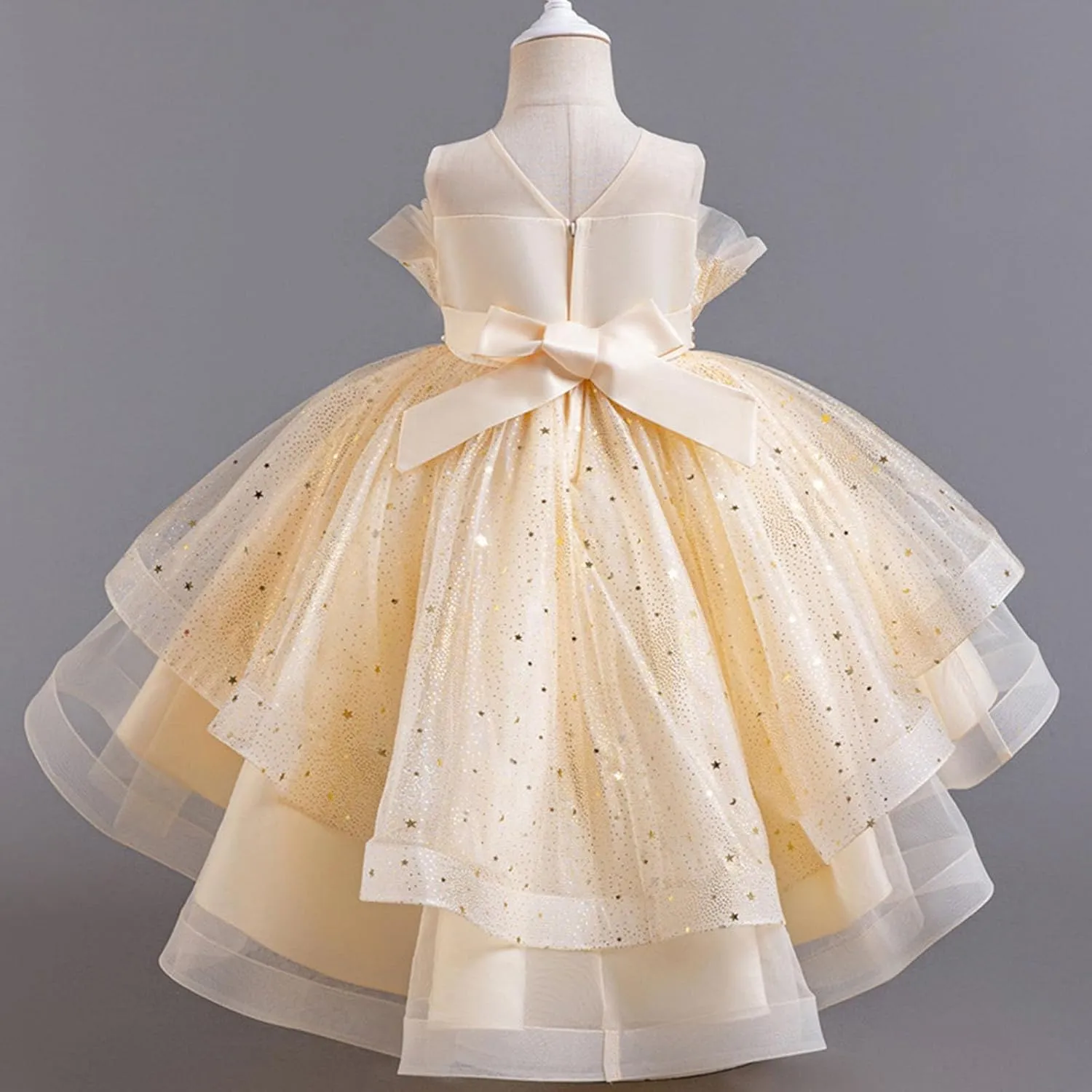 Sparkly Princess Dress for Girls Trendy Luxury Sequin Floor Length Flower Dresses Wedding Party Bridesmaid Gown 3-14T
