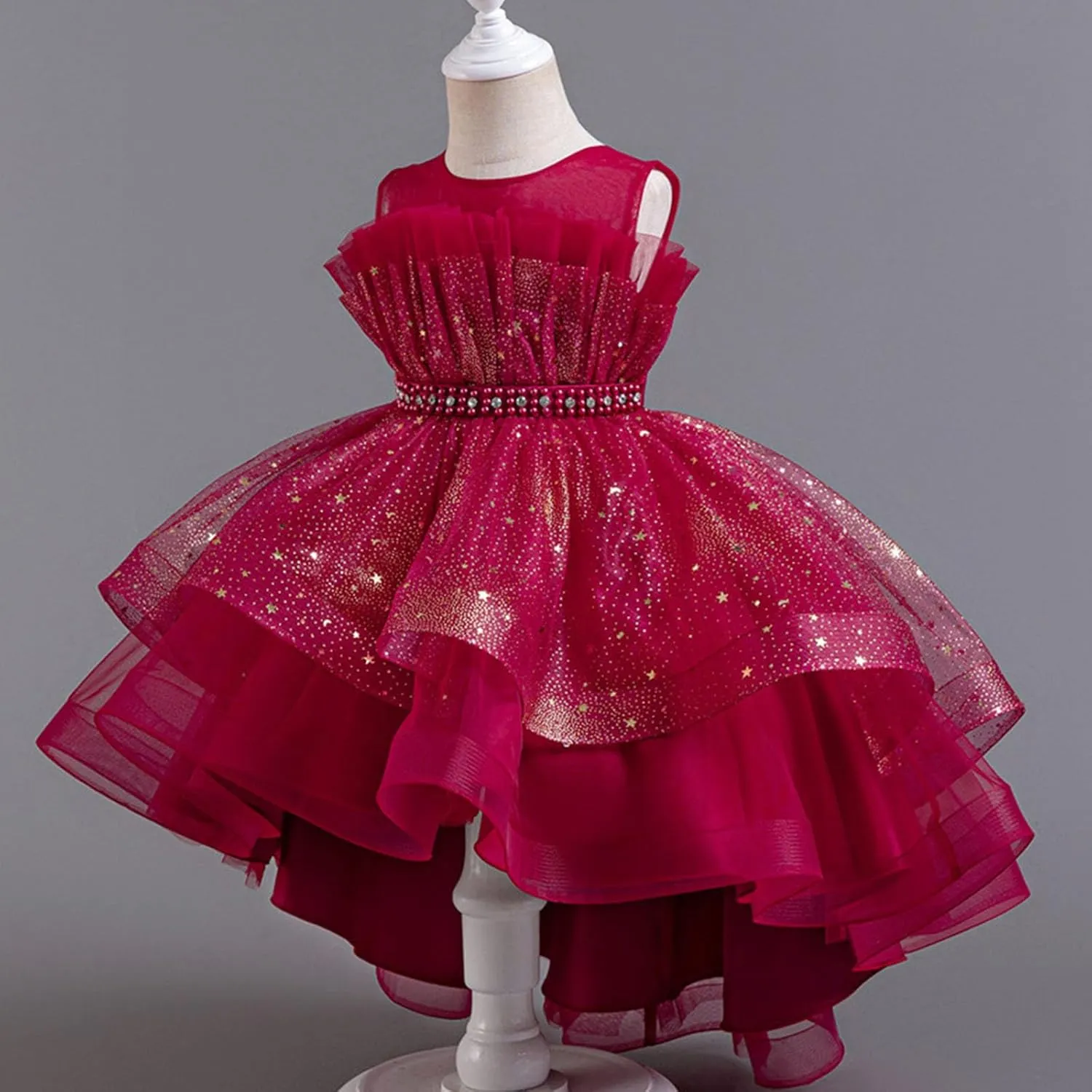 Sparkly Princess Dress for Girls Trendy Luxury Sequin Floor Length Flower Dresses Wedding Party Bridesmaid Gown 3-14T