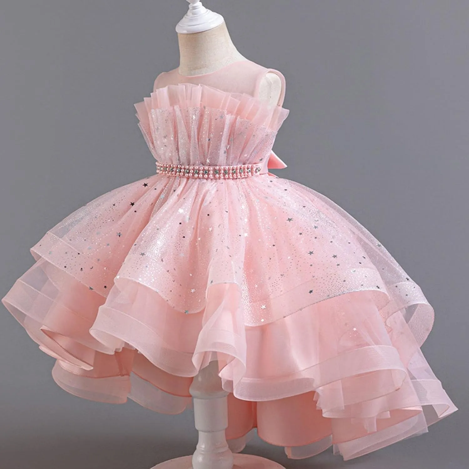 Sparkly Princess Dress for Girls Trendy Luxury Sequin Floor Length Flower Dresses Wedding Party Bridesmaid Gown 3-14T