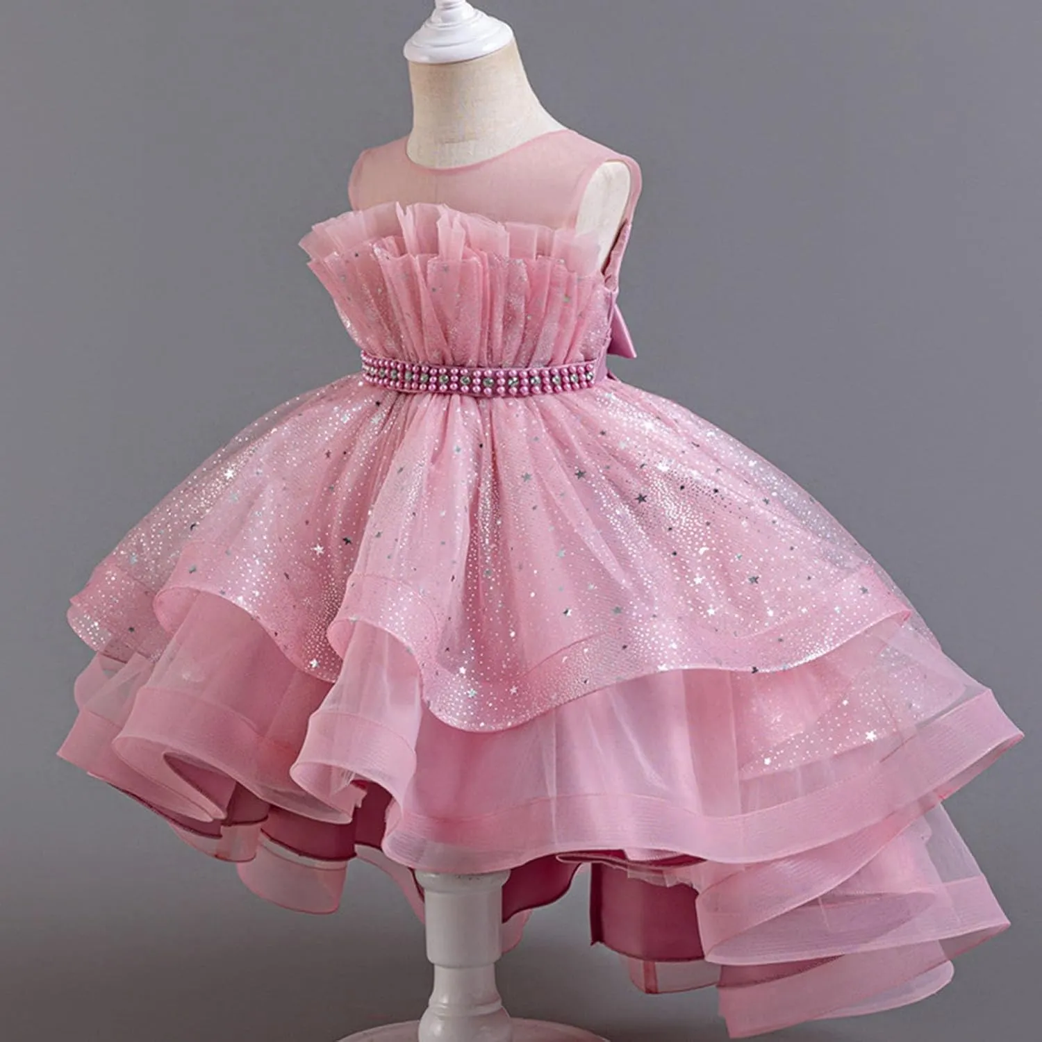 Sparkly Princess Dress for Girls Trendy Luxury Sequin Floor Length Flower Dresses Wedding Party Bridesmaid Gown 3-14T
