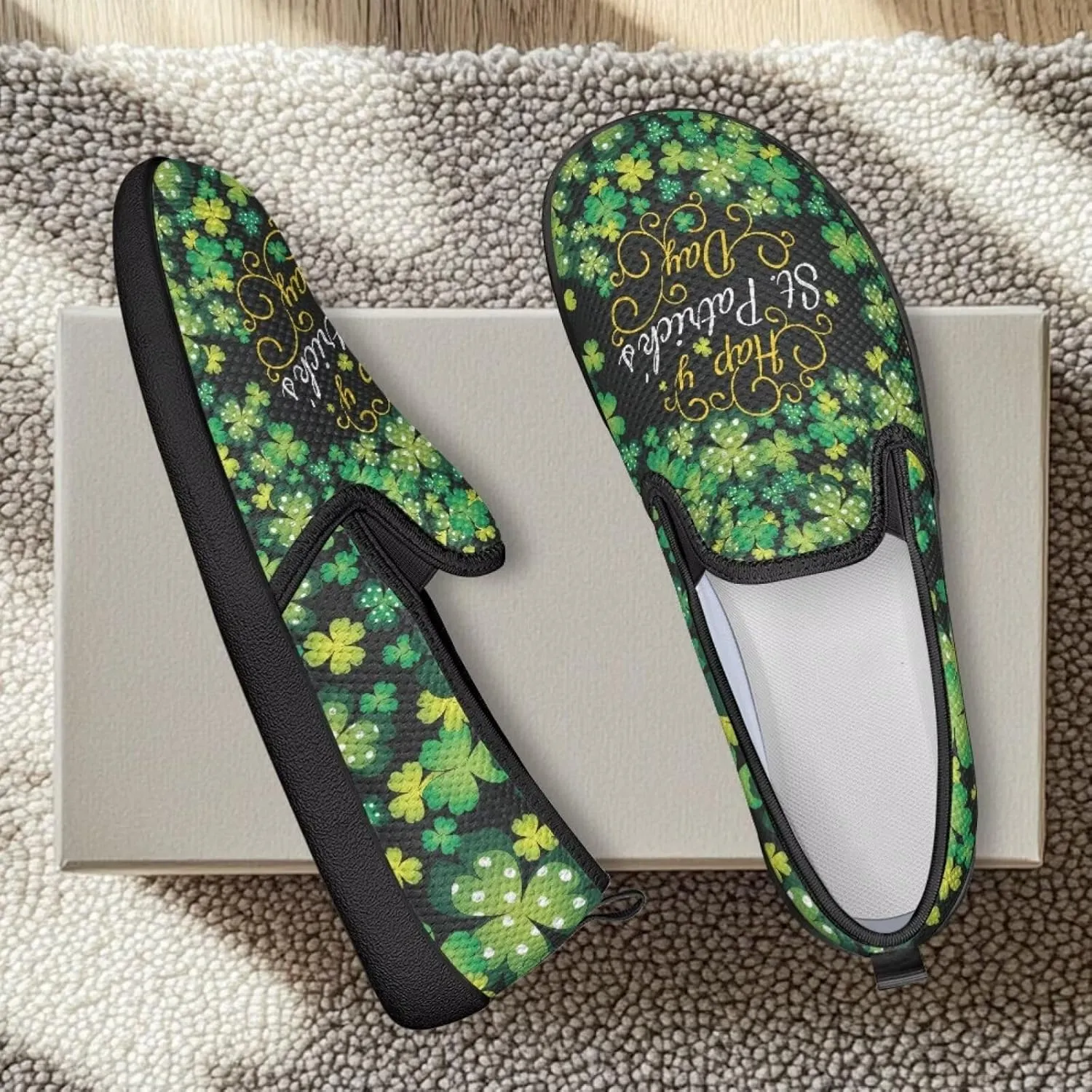 St. Patrick's Day Holiday Dress Walking Shoes Women Trendy Casual Sneakers Comfy Slip On Breathable Gym Workout Fitness Size 5.5-10.5