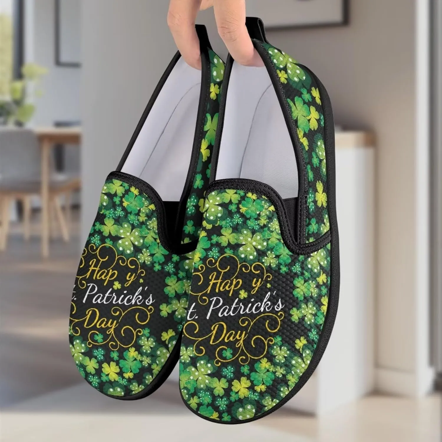 St. Patrick's Day Holiday Dress Walking Shoes Women Trendy Casual Sneakers Comfy Slip On Breathable Gym Workout Fitness Size 5.5-10.5