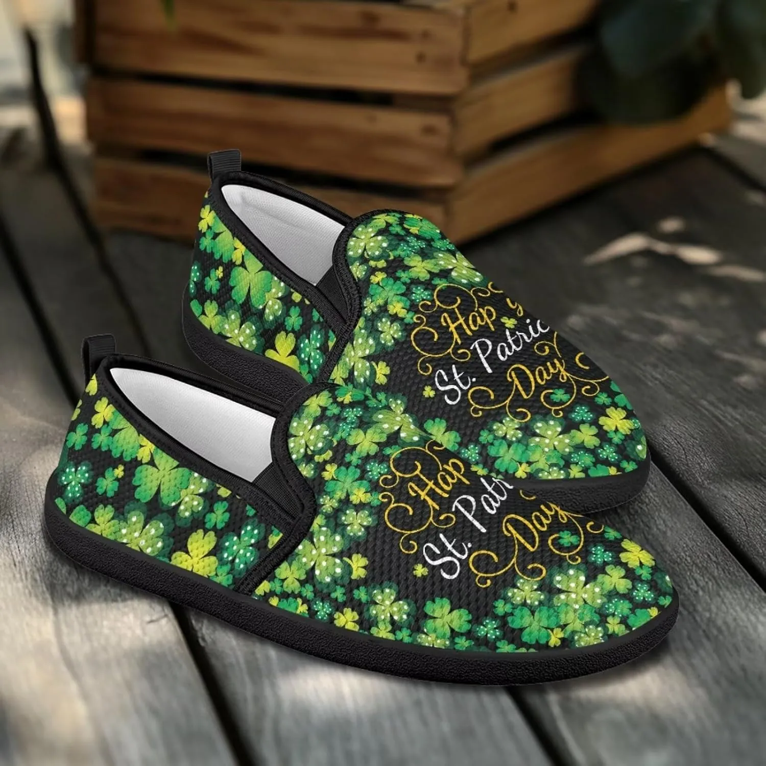 St. Patrick's Day Holiday Dress Walking Shoes Women Trendy Casual Sneakers Comfy Slip On Breathable Gym Workout Fitness Size 5.5-10.5